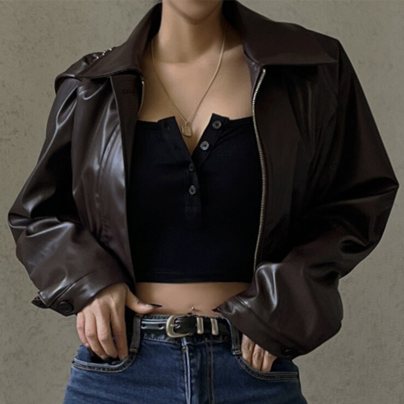 Blouson en cuir PU zippé