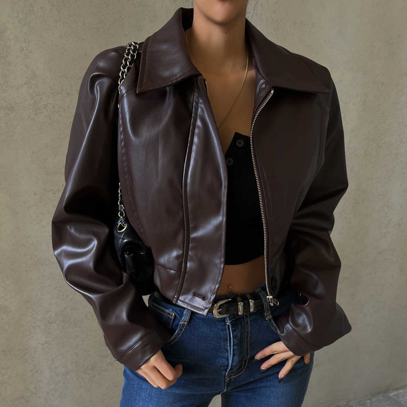 Blouson en cuir PU zippé
