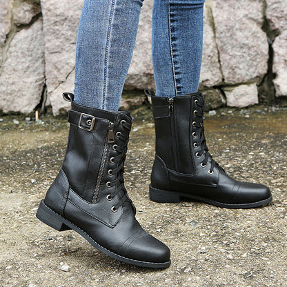 Bottes à lacets femme, talon bas