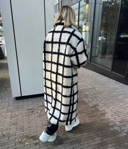 Manteau polo ample à carreaux