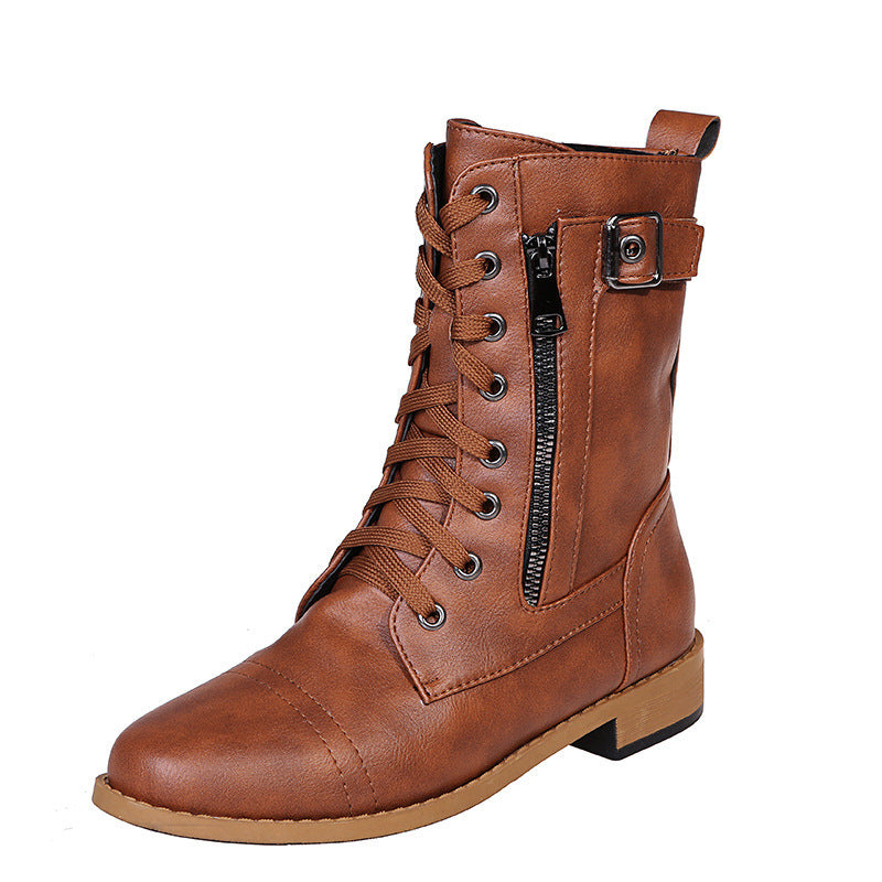 Bottes à lacets femme, talon bas